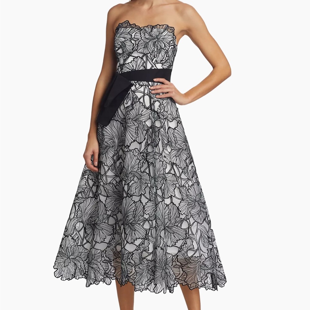 Marchesa Notte Iris Cutwork Cocktail Dress